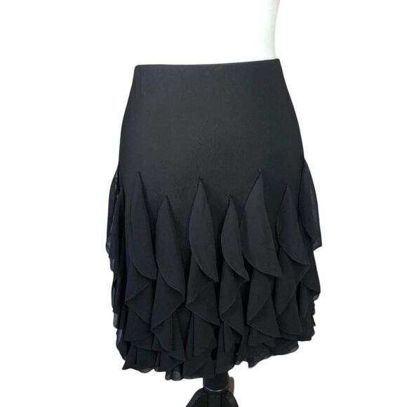 Adorable Black Romantic Fairy Feminine Flirty Ruffled‎ Black Mini Skirt Zip M/L - Picture 1 of 7